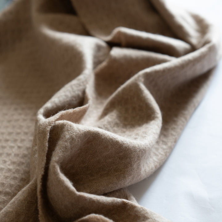 Camel Luxury Cashmere Waffle Blanket