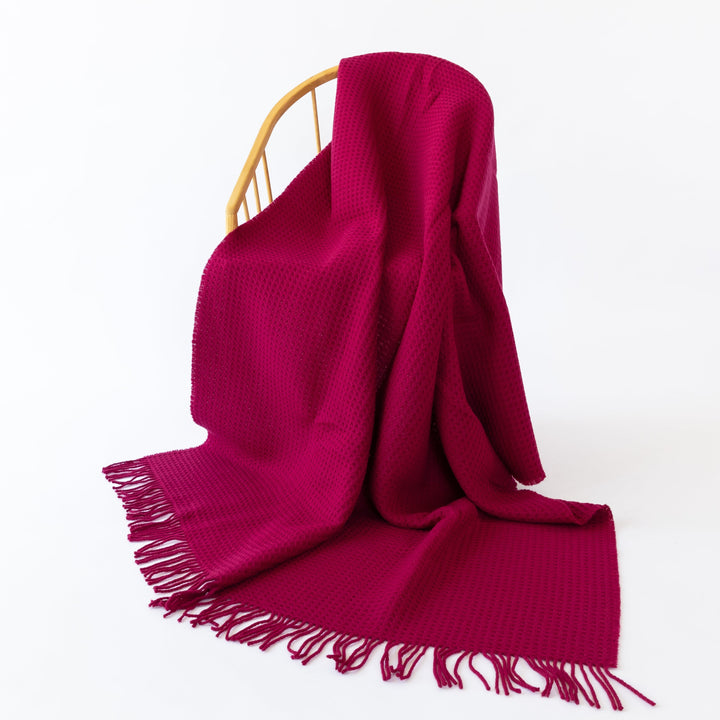 Raspberry Waffle Wool Blanket | Made In The UK | Ava Innes