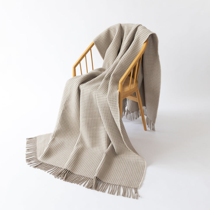 Beige Cashmere & Merino Blanket | Made In The UK | Ava Innes