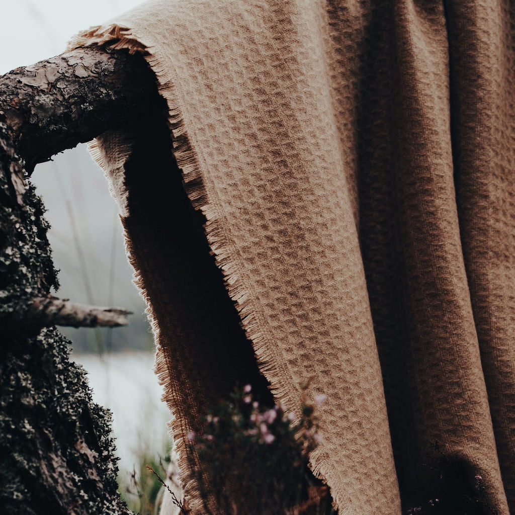 Camel Luxury Cashmere Waffle Blanket