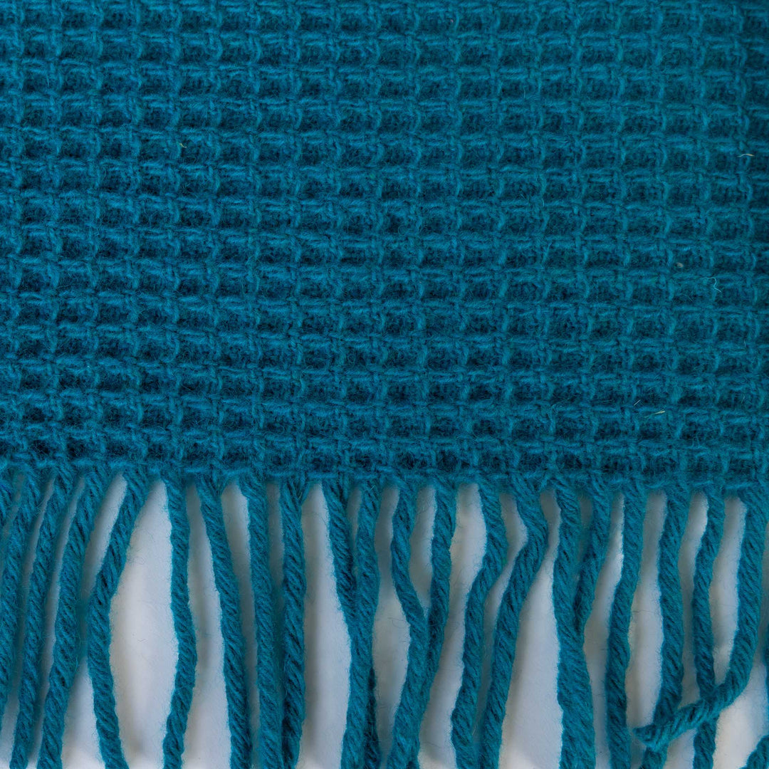 Turquoise Waffle Wool Blanket | Made In The UK | Ava Innes