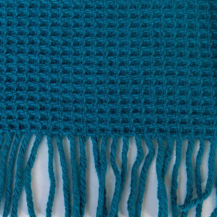 Turquoise Waffle Wool Blanket | Made In The UK | Ava Innes