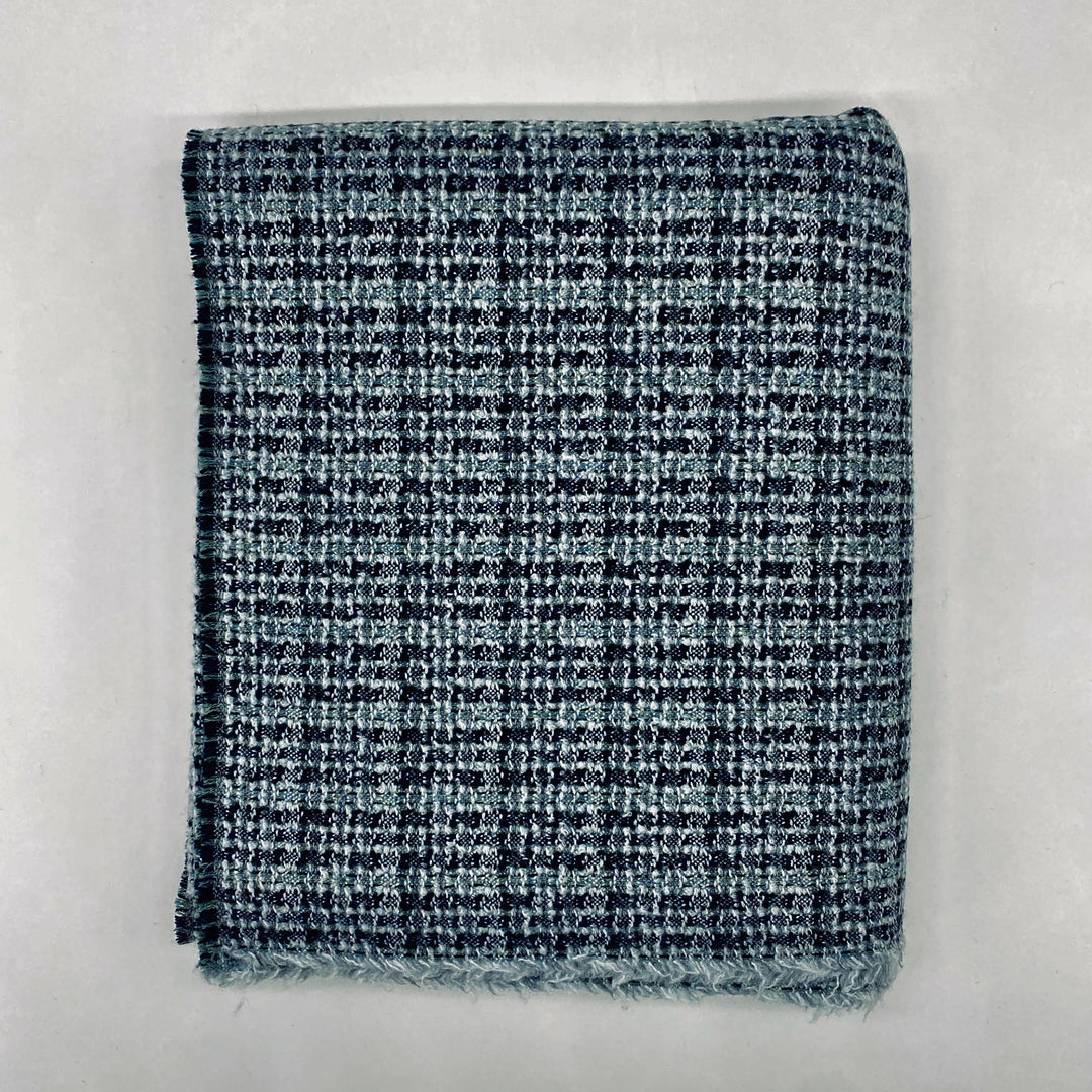 Grey & Aqua Textured Cashmere Blanket