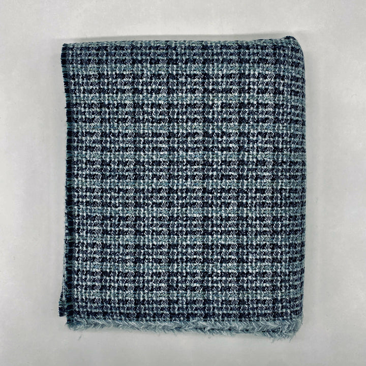 Grey & Aqua Textured Cashmere Blanket