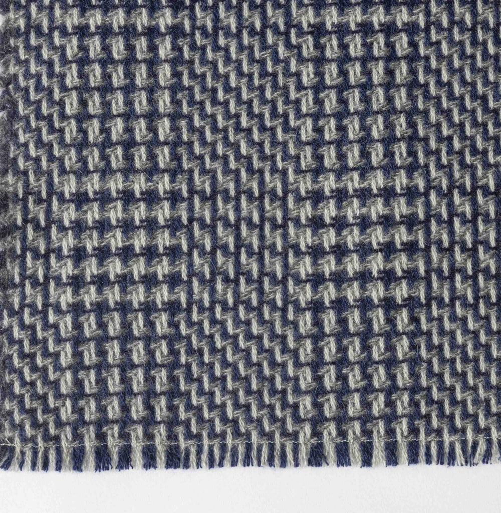 Large Blue, Grey & Natural Chunky Cashmere Blanket