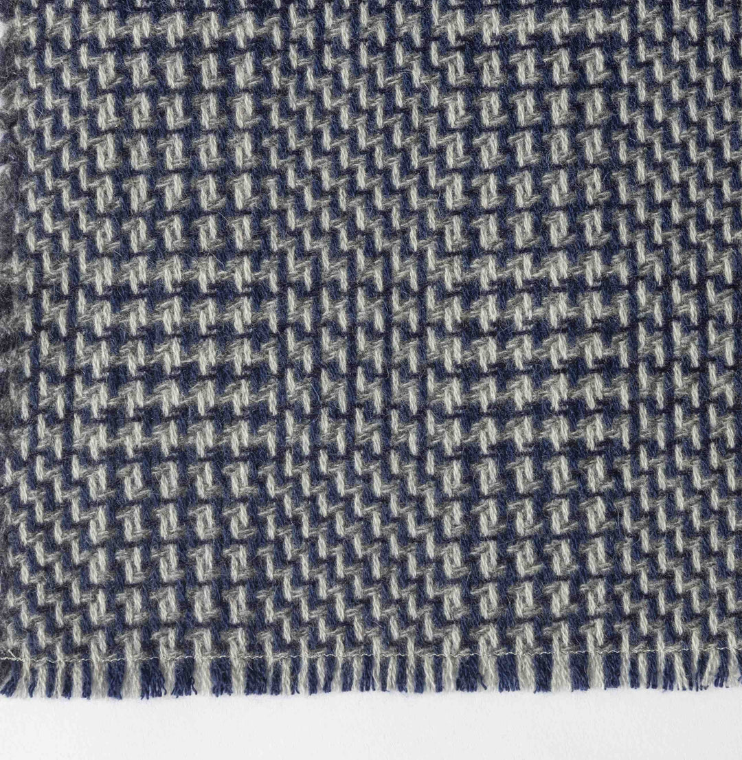 Large Blue, Grey & Natural Chunky Cashmere Blanket