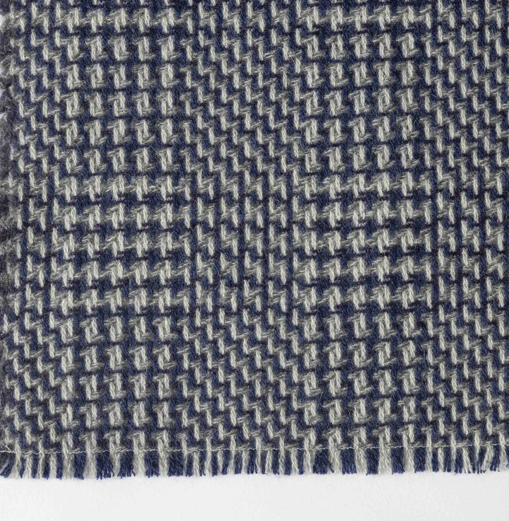 Large Blue, Grey & Natural Chunky Cashmere Blanket