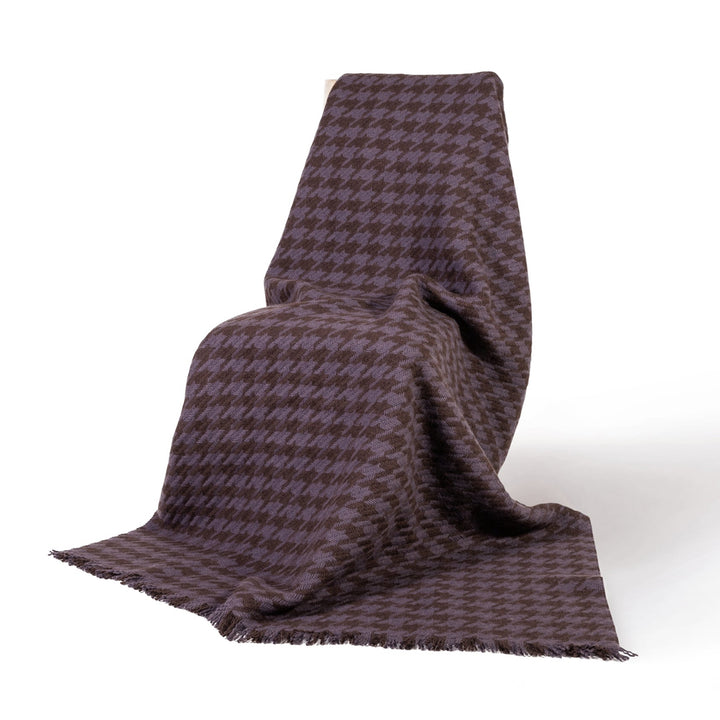Houndstooth Aubergine Luxury Wool Throw