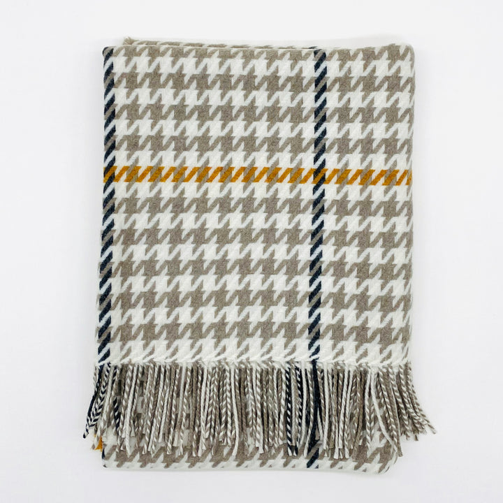 Cream Glen Mushroom Luxury Wool Throw