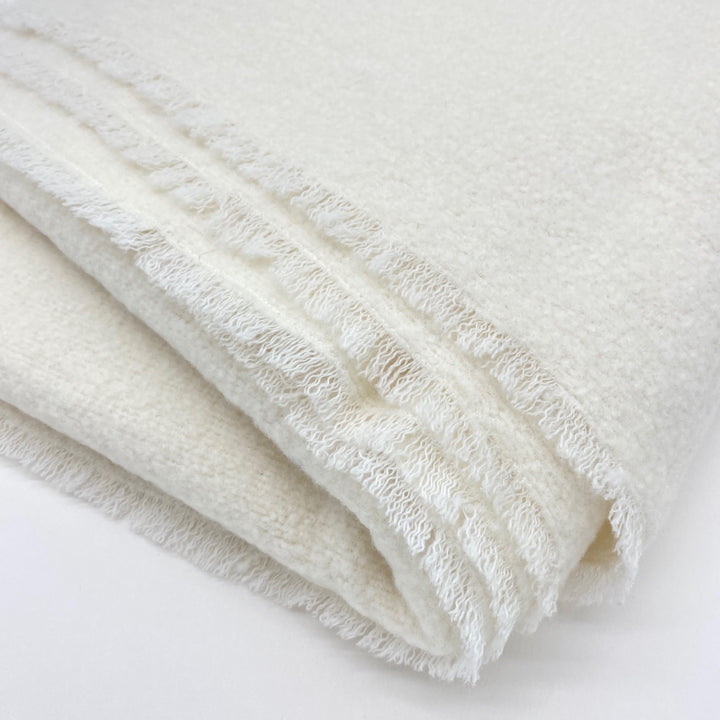 Heavy Cream Luxury Boucle Wool Blanket