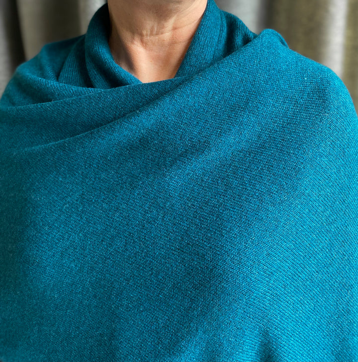 Teal Blue Cashmere Travel Wrap