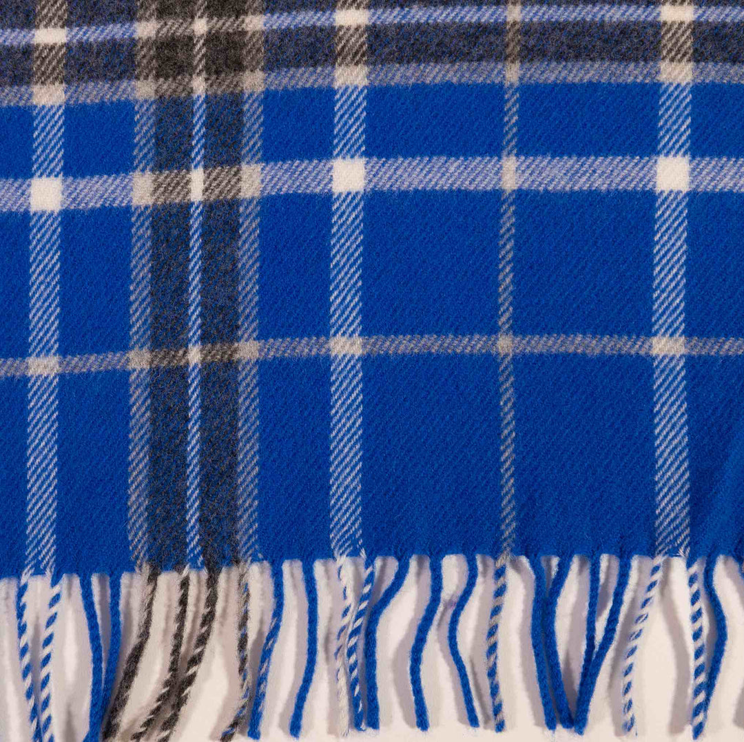 Marine Blue Check Luxury Wool Blanket