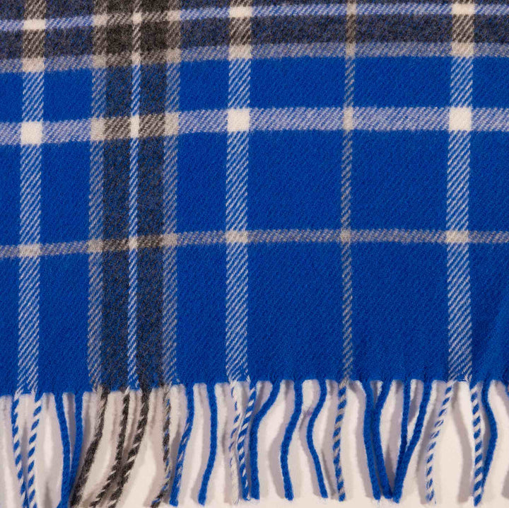 Marine Blue Check Luxury Wool Blanket