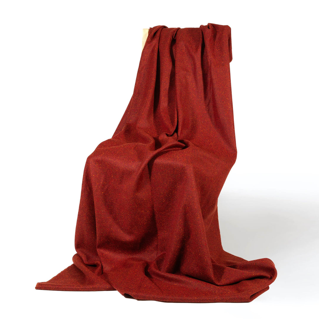 Luxury Terracotta Donegal Herringbone Wool Blanket