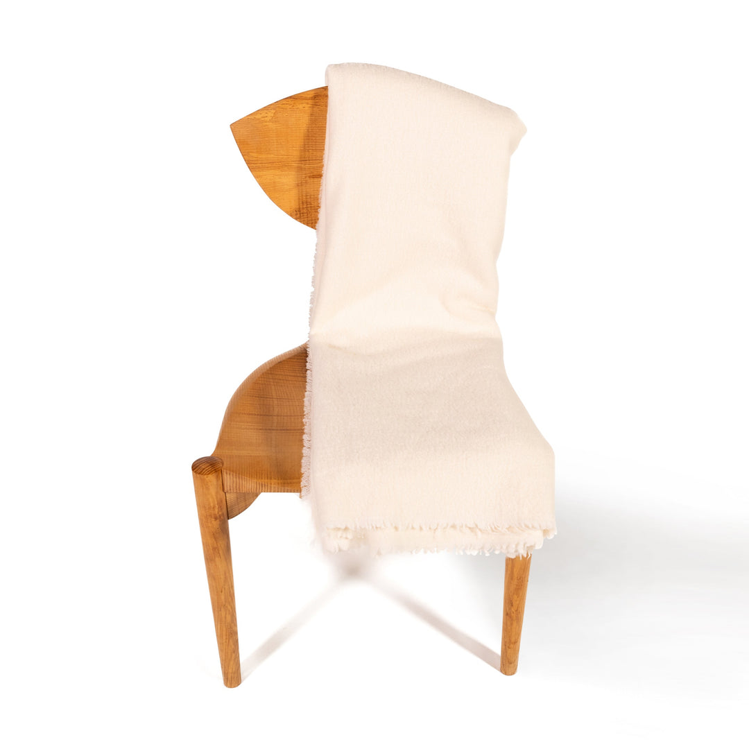 White Open Loose Weave Cashmere Blanket