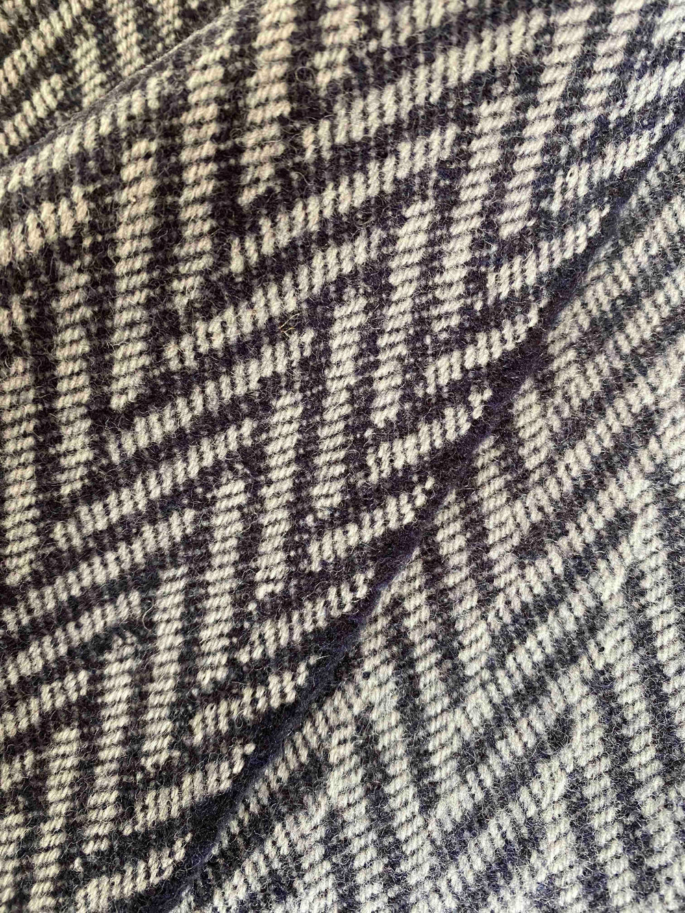 Large Navy & Natural Herringbone Wool Blanket