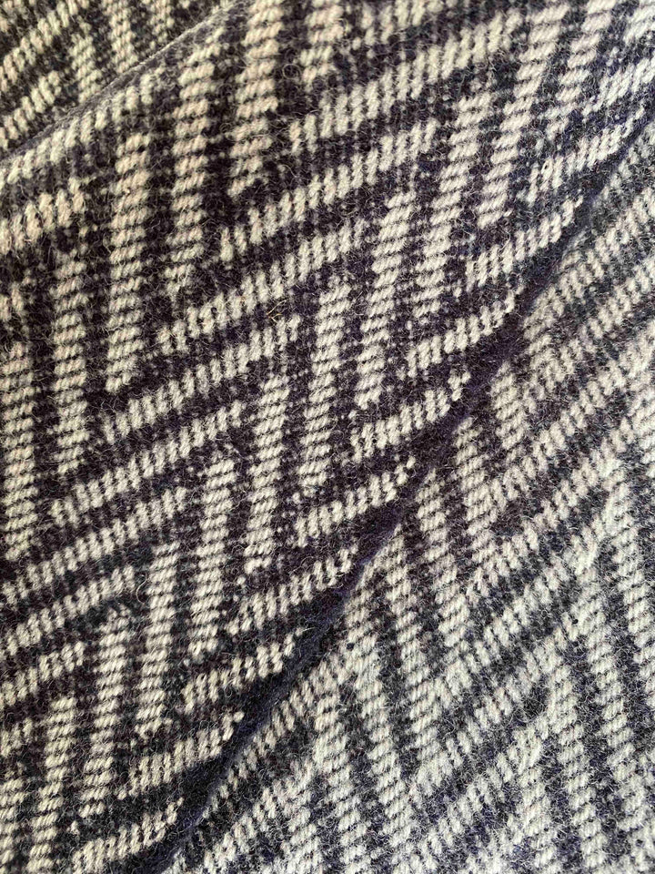 Large Navy & Natural Herringbone Wool Blanket
