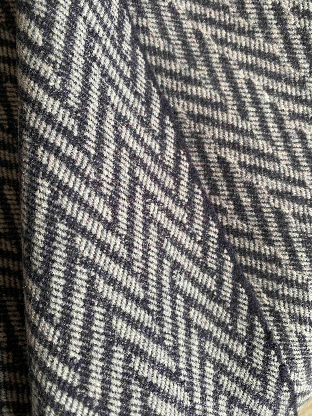 Large Navy & Natural Herringbone Wool Blanket