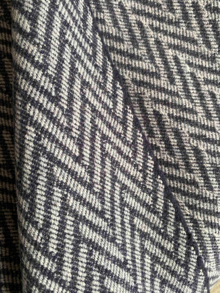 Large Navy & Natural Herringbone Wool Blanket