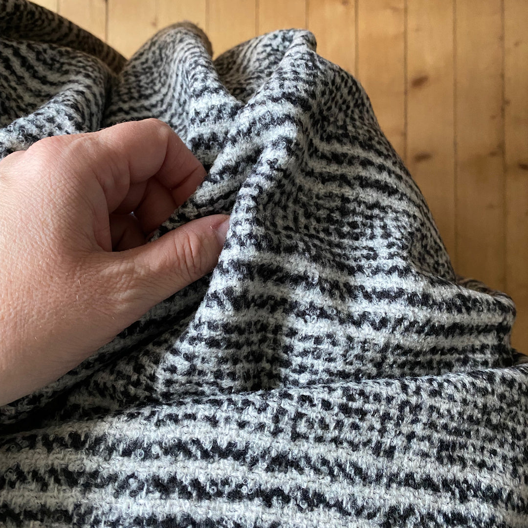 Ava Innes Black an White Boucle Cashmere Blanket