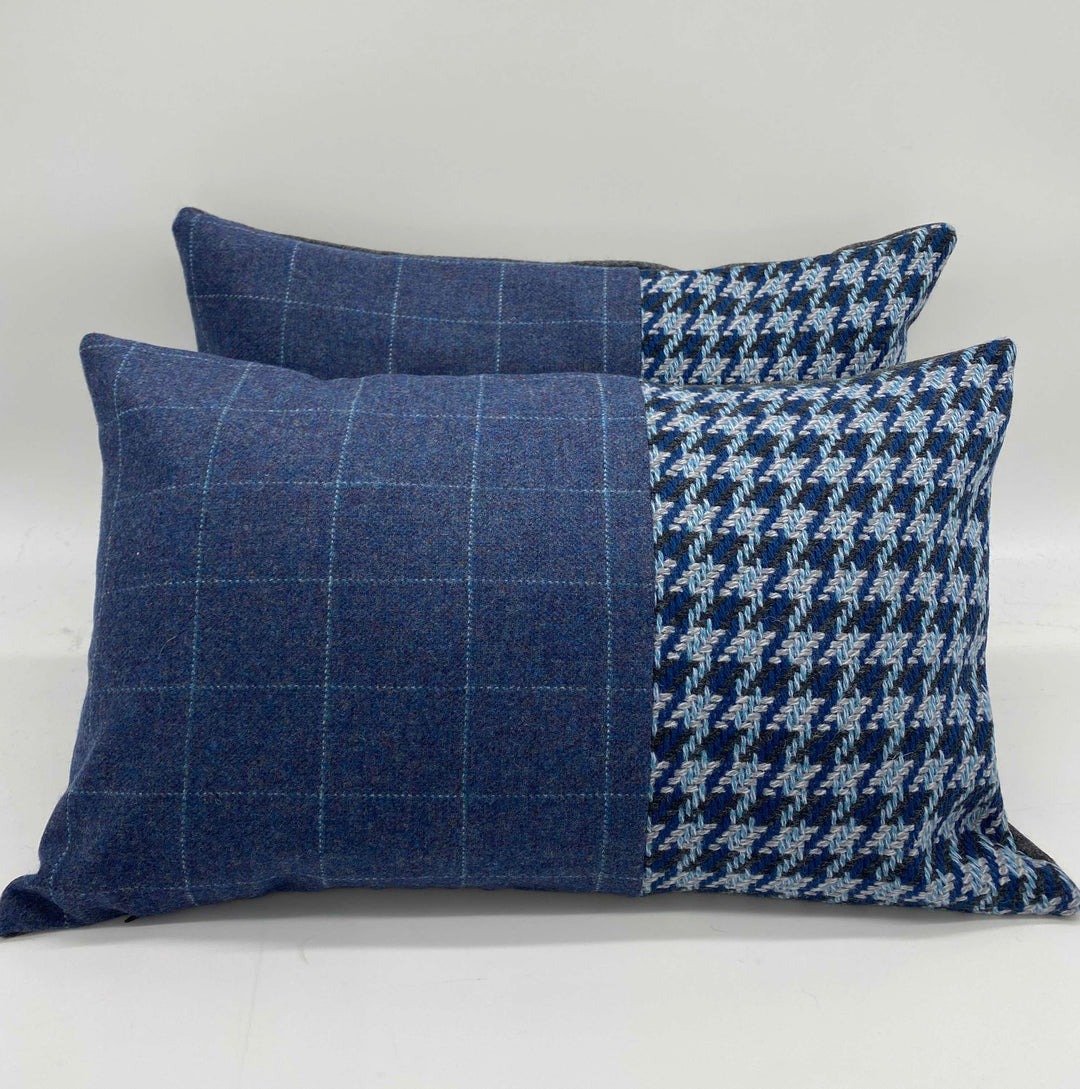 Blue Tweed Two Piece Fine Wool Cushion | Made In The UK | Ava Innes