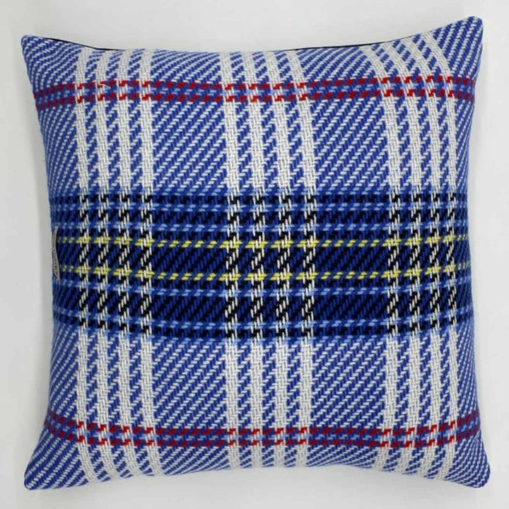 Blue Archie Check Pure Wool Cushion | Made In The UK | Ava Innes