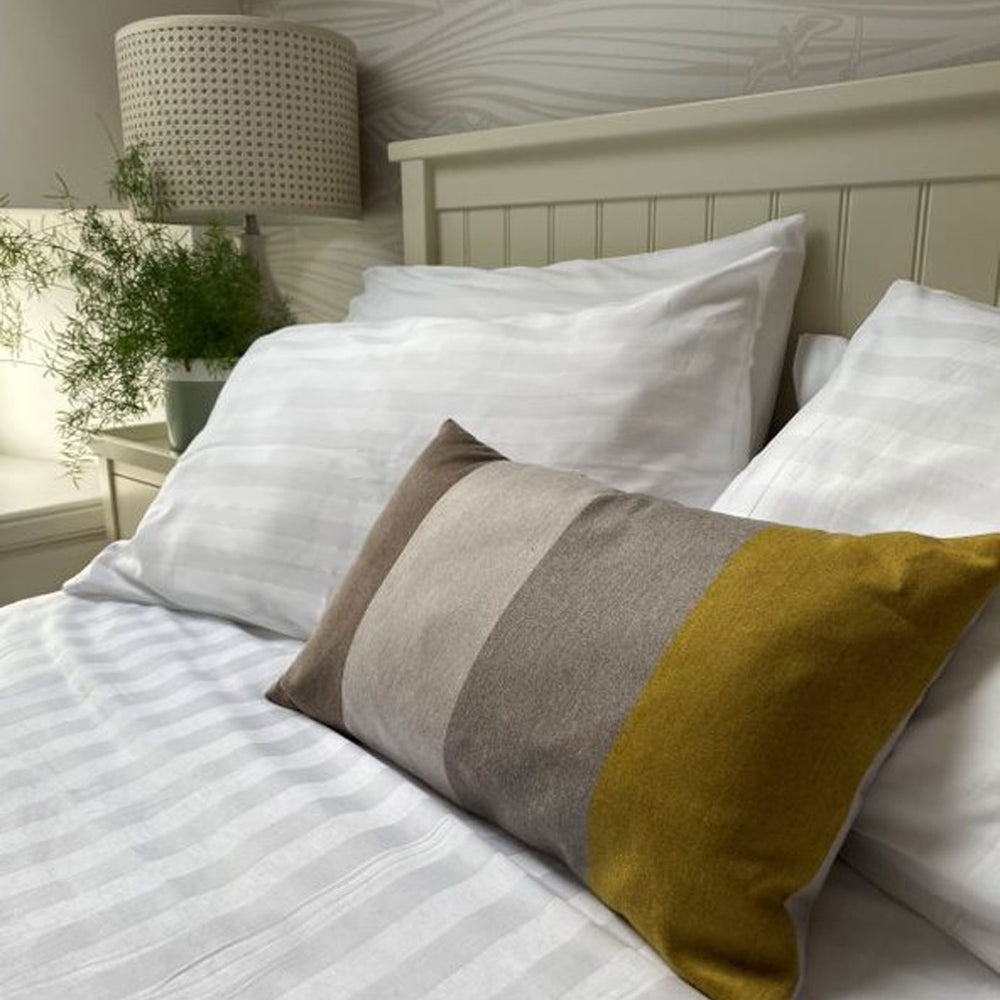 Beige Oatmeal & Yellow Cashmere Cushion | Made In The UK | Ava Innes