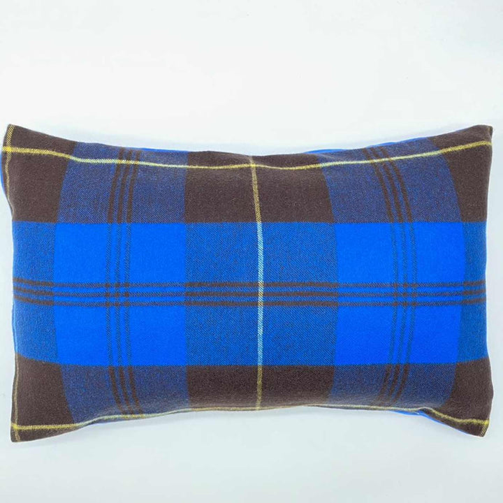 Blue & Brown Check Cashmere Cushion | Made In The UK | Ava Innes