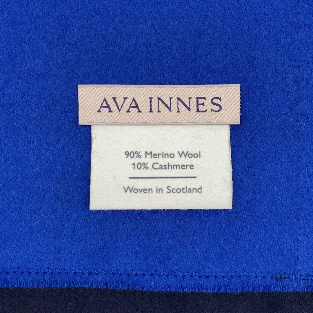Cobalt Blue & Navy Cashmere and Merino Wool Blanket
