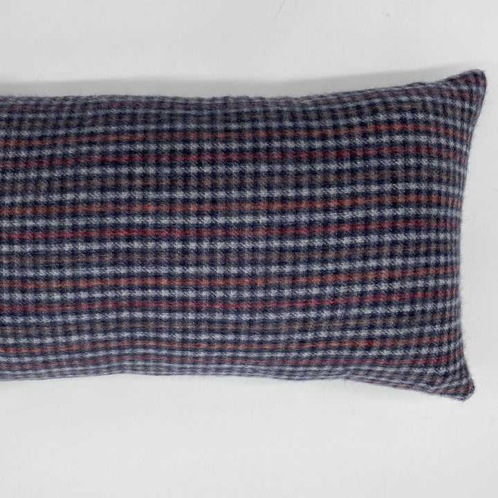 Navy Red & Cream Check Cashmere Cushion | Made In The UK | Ava Innes