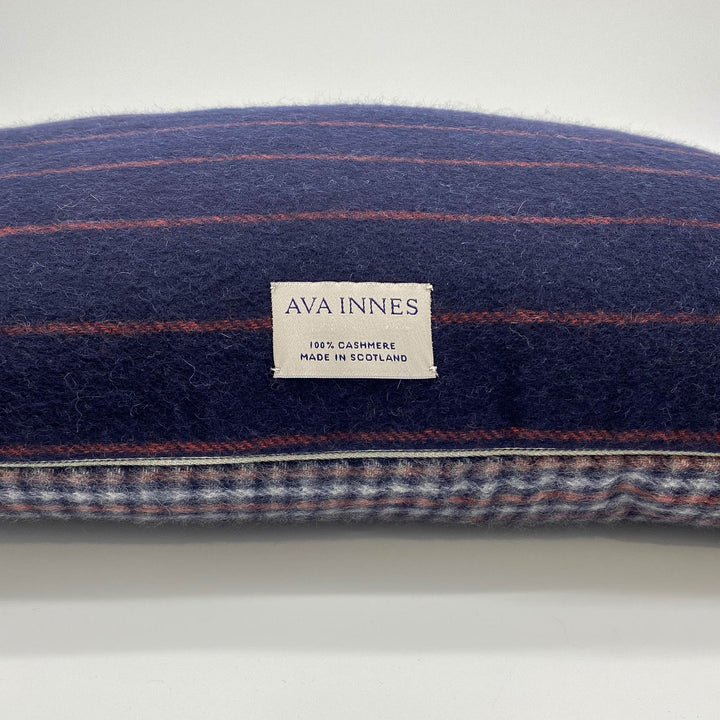 Navy Red & Cream Check Cashmere Cushion | Made In The UK | Ava Innes