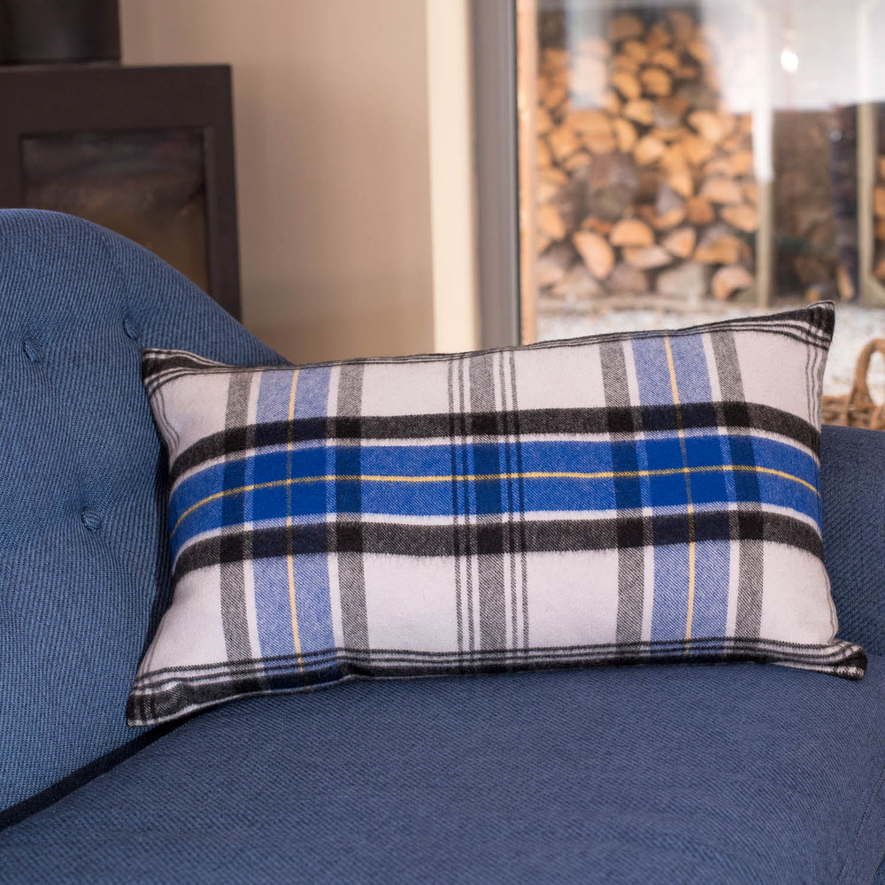 Blue Finlay Check Cashmere Cushion | Made In The UK | Ava Innes
