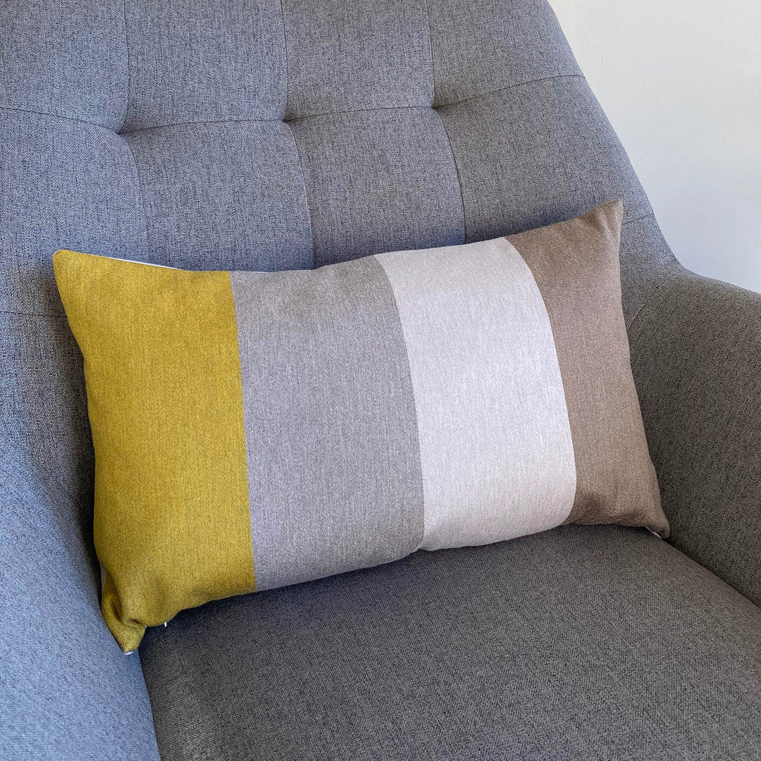 Beige Oatmeal & Yellow Cashmere Cushion | Made In The UK | Ava Innes