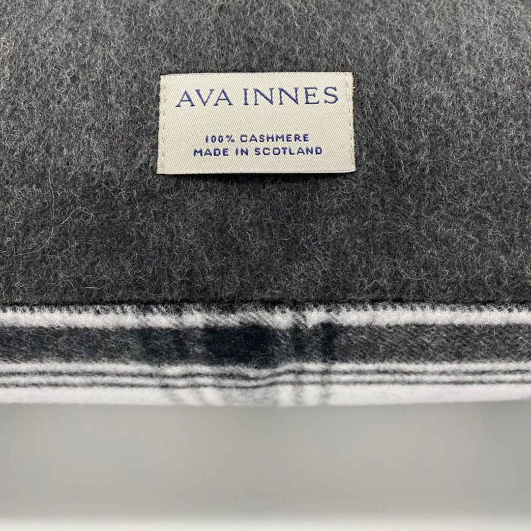 Blue Finlay Check Cashmere Cushion | Made In The UK | Ava Innes