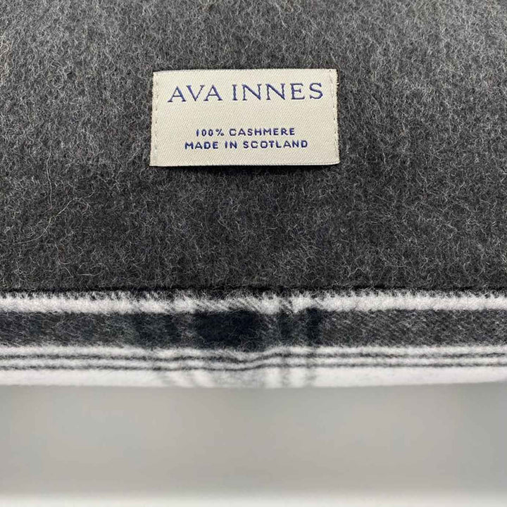 Blue Finlay Check Cashmere Cushion | Made In The UK | Ava Innes