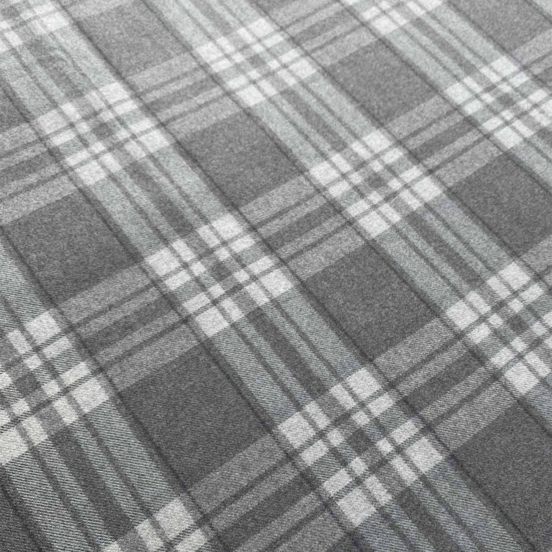 Stone Grey Check Fine Wool Throw