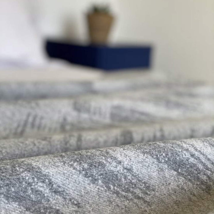 Grey Jacquard Two Tone Luxury Merino Wool & Cashmere Blanket | Made In The UK | Ava Innes