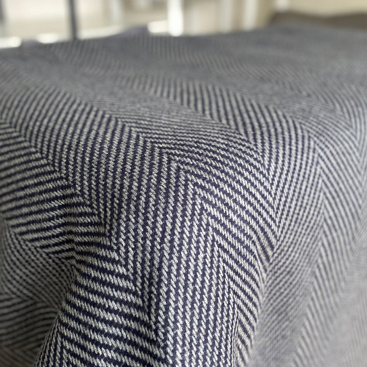 Large Blue Herringbone Wool Blanket
