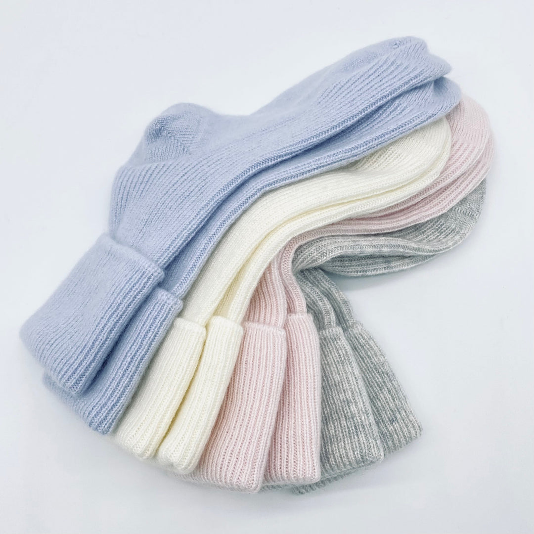 Soft blue cashmere bed sock made in Scotland, Ava Innes