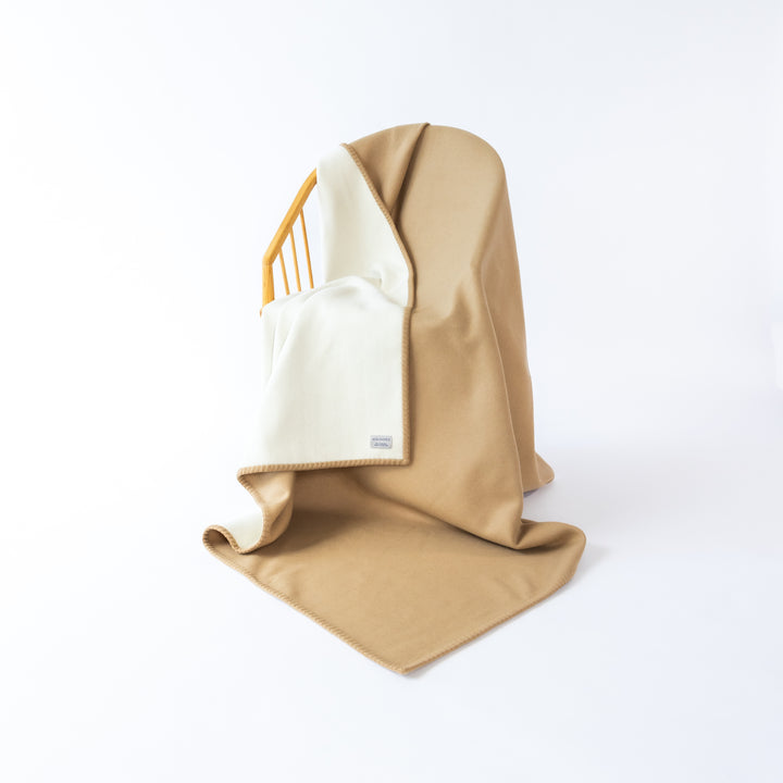 Camel and Ivory Luxury Cashmere Blanket | Made In The UK | Ava Innes