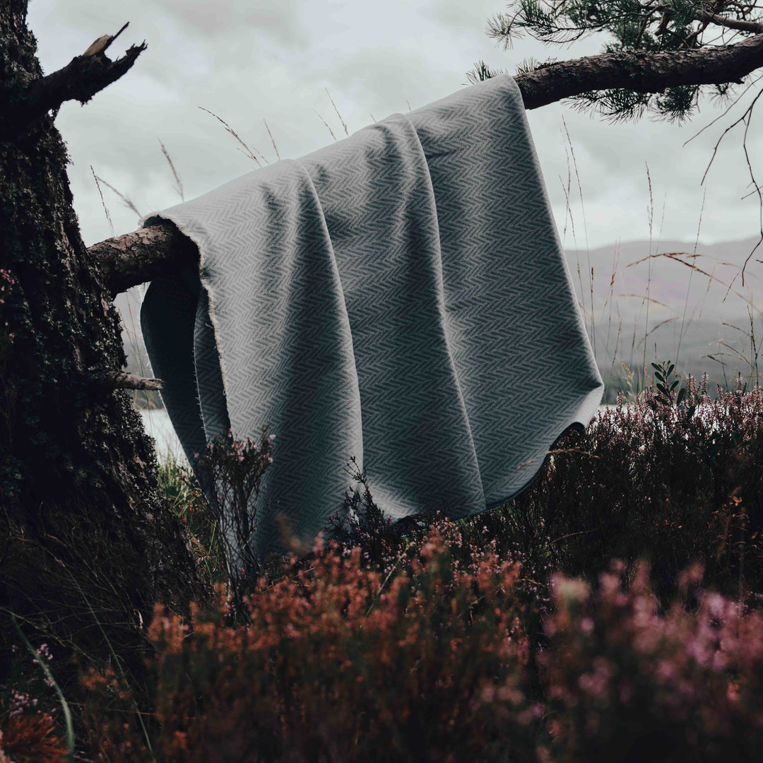 Soft Blue Herringbone Throw