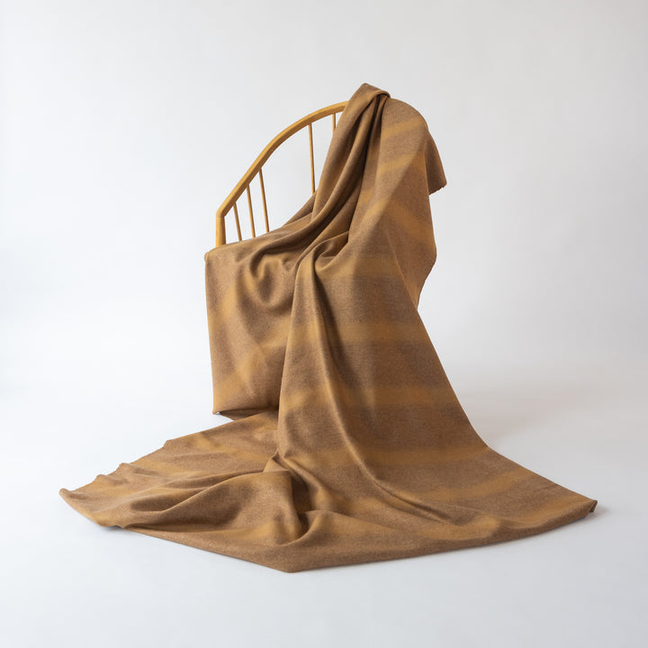 Camel Striped Luxury Cashmere Blanket | Made In The UK | Ava Innes