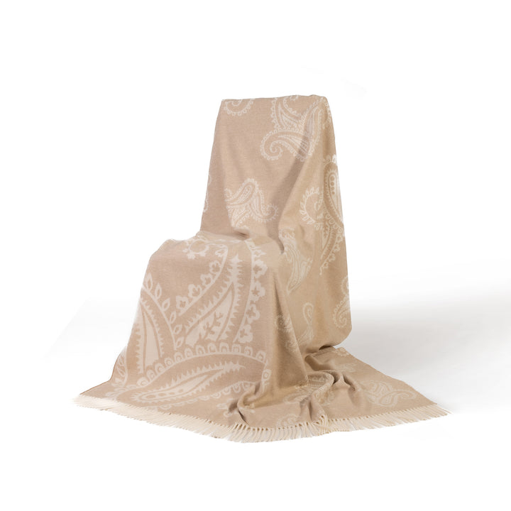 Camel Paisley Merino Wool & Cashmere Blanket