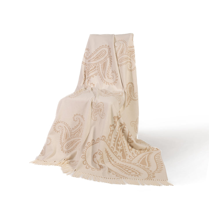 Camel Paisley Merino Wool & Cashmere Blanket