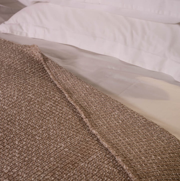 Beige Textured Pure Wool Blanket
