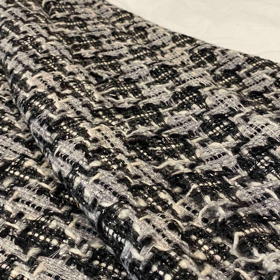 Black & White Textured Luxury Wool Blanket