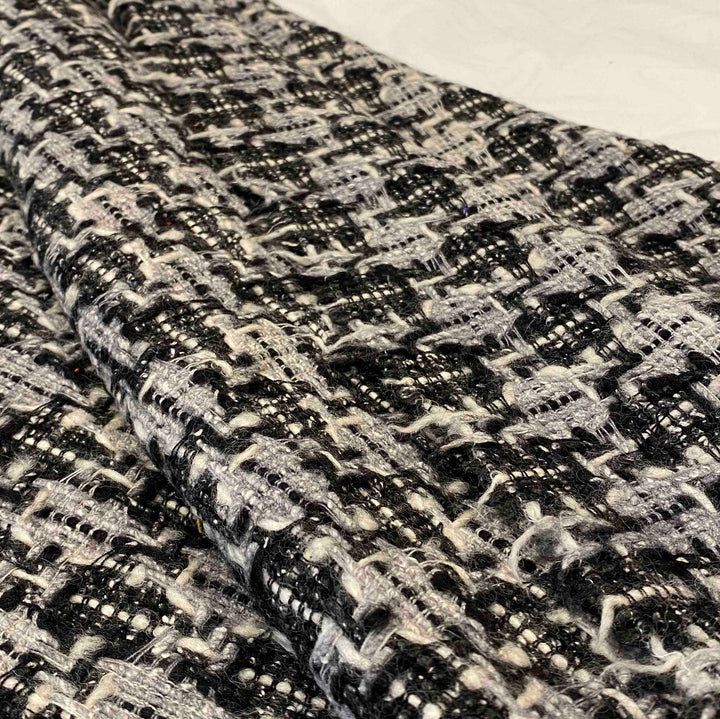 Black and White Textured Luxury Wool Blanket