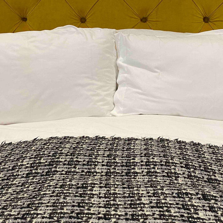 Black and White Textured Luxury Wool Blanket