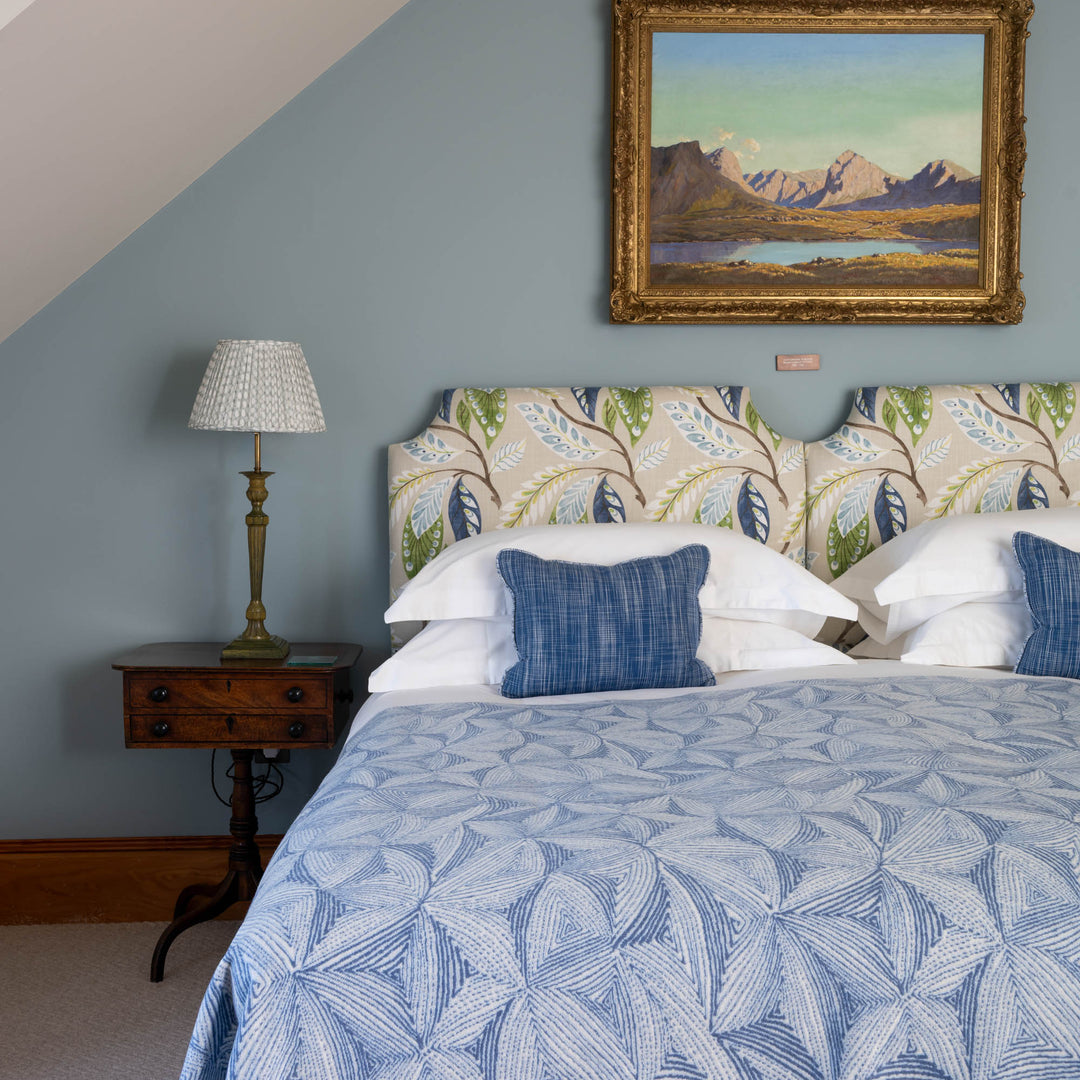 Blue White Floral Cashmere Blanket