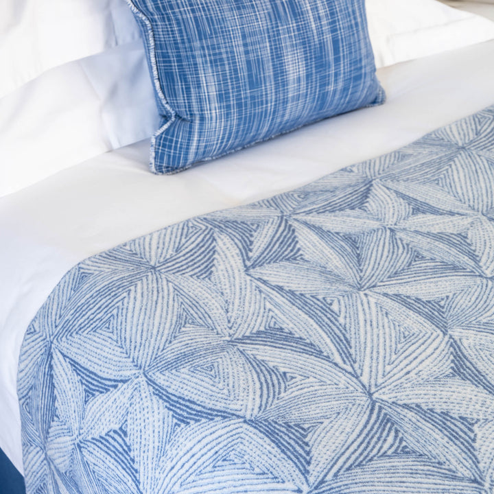 Blue White Floral Cashmere Blanket